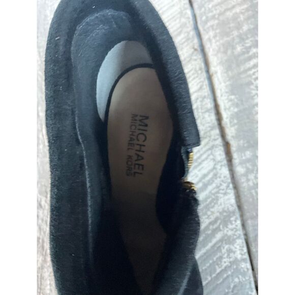 Michael Kors Black Suede Booties with Gold Accent Heels Size 7M - Picture 13 of 13
